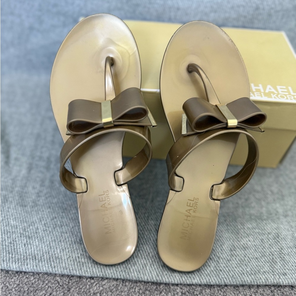 Michael Kors Gold and Brown Sandals